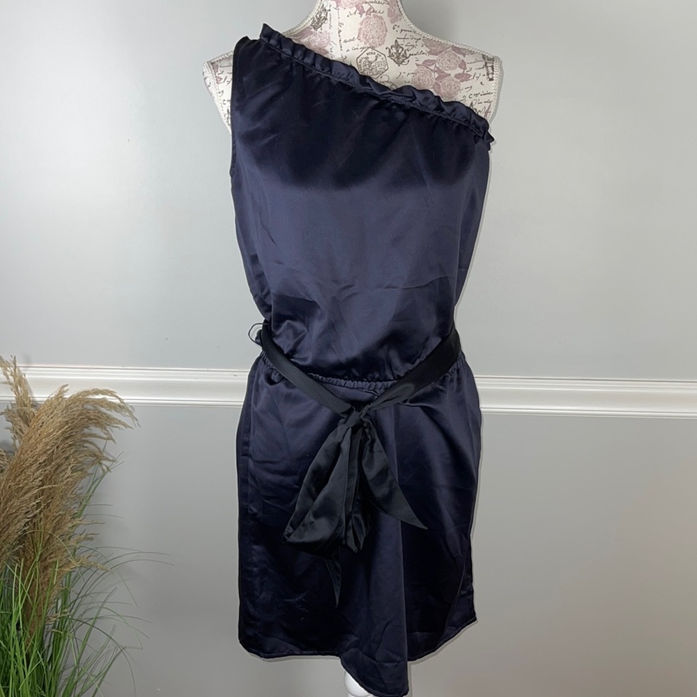 Gap Navy 1 Shoulder Tie Waist Dress Medium